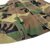 Camouflage Zipper Bandeau Top