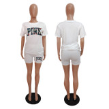 Fashion T-shirt Shorts Sports Two-piece Suit