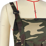 Loose Camouflage Workwear Jumpsuit Backpack Pants