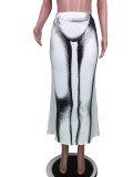 Fashion Sexy Body Print Half-body Dress