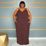 New Ladies Striped Printed Sling Dress