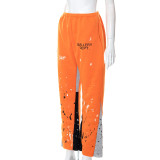 Trendy Loose High Rise Graffiti Print Lounge Pants