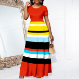Stripe Print Fashion Casual Dress