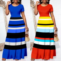 Stripe Print Fashion Casual Dress