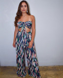 Spring And Summer New Sexy Wrapped Chest Fashion Print Two-piece Set