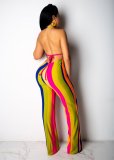 Striped Sexy Wide-leg Halterneck Jumpsuit