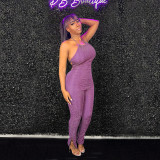 Sexy Backless Wrapped Bust Tight Butt Slit Jumpsuit