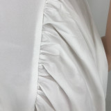 Solid Color Backless Zipper Tie With Pleats Casual Fashion Sexy Strappy Dress
