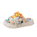 Personalized Canvas Graffiti Dissolving Platform Slippers