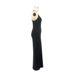 Summer Transparent Suspender Solid Color Long Dress
