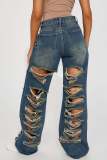 New All-match Slim Sexy Micro-elastic Ripped Flared Jeans