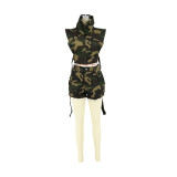 Summer Fashion Camouflage Pocket Shorts Set