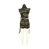 Summer Fashion Camouflage Pocket Shorts Set