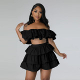 New Ruffled Off-the-shoulder One-neck Skirt Suit