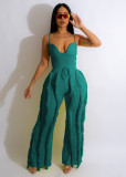Sexy Halter Jumpsuit Tassel Lace Solid Color Two-piece