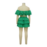 New Ruffled Off-the-shoulder One-neck Skirt Suit