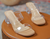 Fashionable Crystal Transparent Belt Slip-on Sandals And Slippers