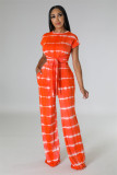 Fashion And Casual Printed Wide-leg Pants Two-piece Set
