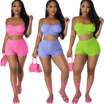 Sexy Fashion Solid Color Suspenders Two Piece Set