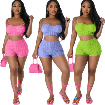 Sexy Fashion Solid Color Suspenders Two Piece Set