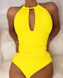 Sexy Solid Color Halter Neck Jumpsuit Swimsuit