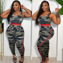 Summer Popular Camouflage Sports Two-piece Suit