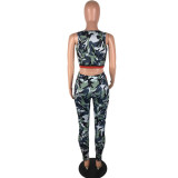 Summer Popular Camouflage Sports Two-piece Suit
