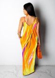 Tie-dye Colorful Print Strappy Loose Dress