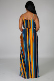 Fashion Loose Print Striped Sling Dress