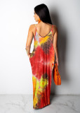 Tie-dye Colorful Print Strappy Loose Dress