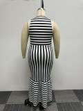 Sexy Slim Striped Stitching Plus Size Tank Dress