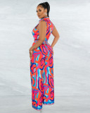 New Ethnic Style Sleeveless Printed Wide-leg Jumpsuit