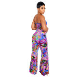 Sexy Printed Plus Size Flared Jumpsuit
