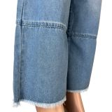 Lace Loose Wide Leg Pants Jeans (With Belt)