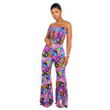 Sexy Printed Plus Size Flared Jumpsuit