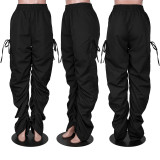 Fashionable And Versatile Pleated Drawstring Casual Pants