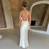 Fashion Sexy Backless Slim Slit Sling Dress