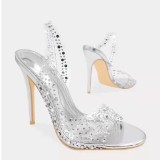 Fashion Rhinestone Transparent High-heeled Stiletto Shoes