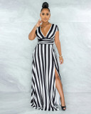 Sexy Fashion Striped Shapewear Slit Dress