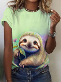 Fashion Digital Printing Round Neck Short-sleeved Top T-shirt