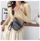 Simple Fashion Retro Multi-layer Zipper Shoulder Messenger Bag Ribbon Chest Bag