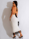 Hand Crocheted Butterfly Top Knitted Fringed Skirt Fashion Suit