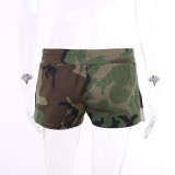 Fashion All-match Casual High Waist Strappy Camouflage Pants