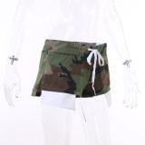 Fashion All-match Casual High Waist Strappy Camouflage Pants