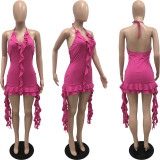 New Sexy Sling Irregular Ruffled Hip Wrap Dress