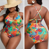 Fashion Plus Size One-Piece Printed Swimsuit