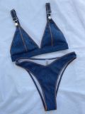 Sexy Denim Blue Bikini Two-Piece Set