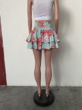 Sexy Waist Printed Pleated Skirt
