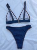 Sexy Denim Blue Bikini Two-Piece Set