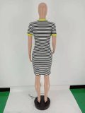 Classic Stripe V-Neck Casual Dress